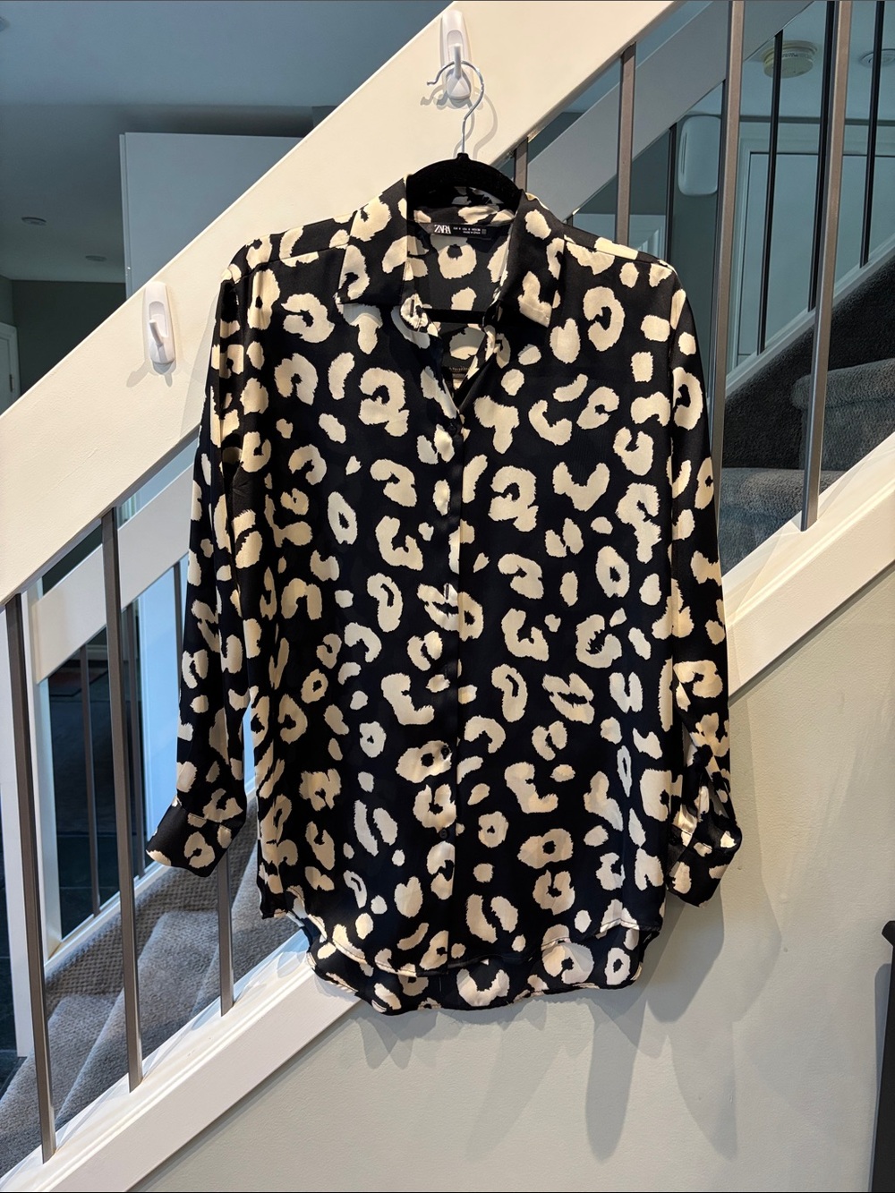 ZARA Animal Print Oversized Button Down